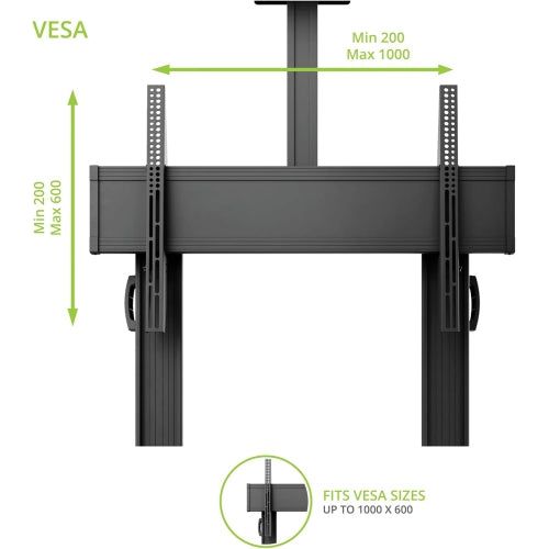 Kanto MTMA100PL Height Adjustable Mobile TV Stand with Adjustable Shelf for 60-inch to 100-inch TVs